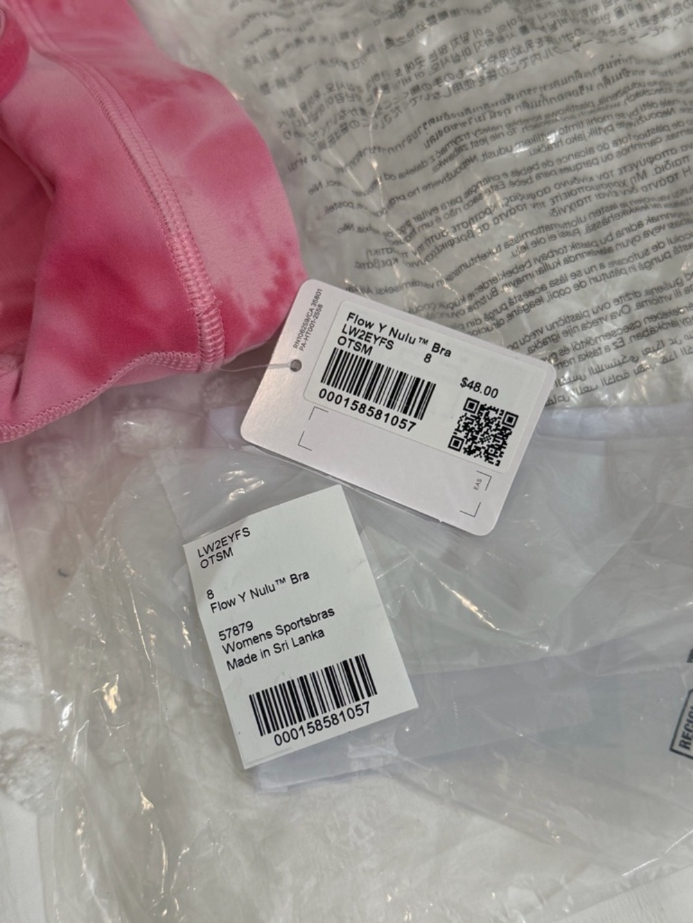 Lululemon Flow Y Bra Nulu Light Support A-C Smoothie Wash Strawberry Multi Size8 - Picture 9 of 9